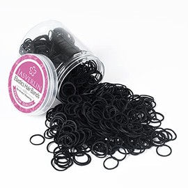 Black Rubber Bands for Hair, Small Baby Hair Ties Ponytail Holder Tiny Hair Elastics Bands for Baby Girls Women 1000PCS 1/2inch JASVERLIN