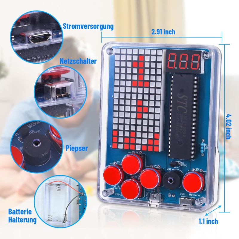 Pemenol DIY Soldering Electronic Building Kit Game Console with Four