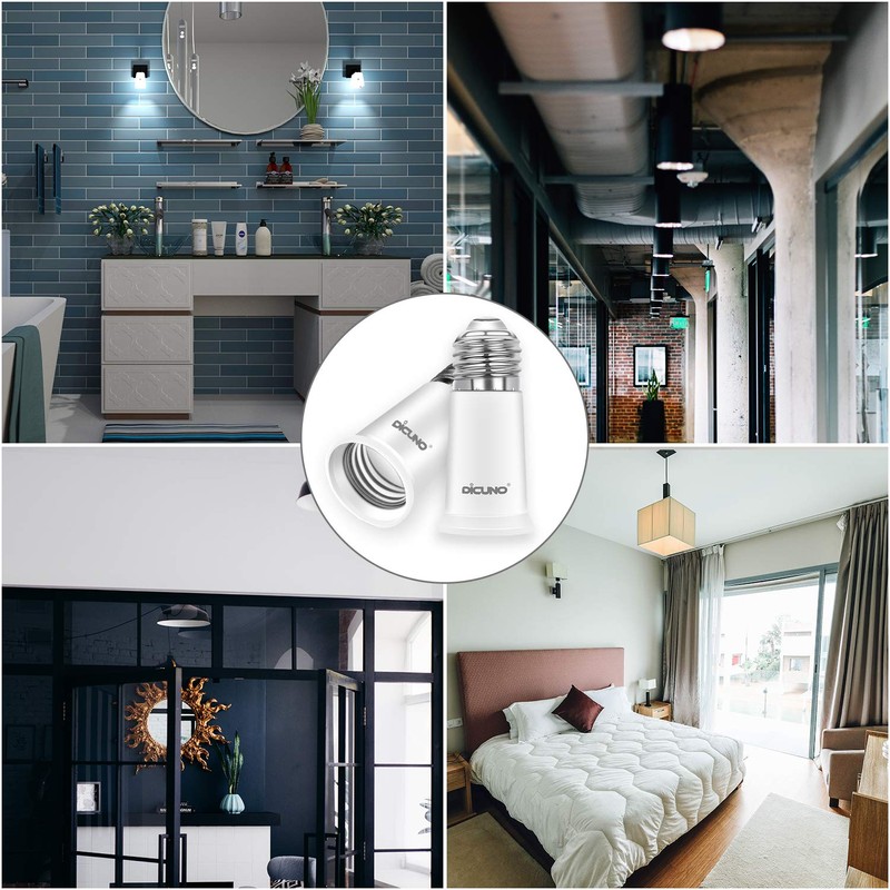 DiCUNO E26 to E26 Base Extension Adapter, E26, Extension Socket,