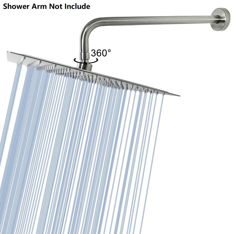 NearMoon Rain Shower Head, High Flow Stainless Steel Square Rainfall