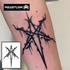 INKARTLINK Temporary Tattoos, 2 Sheets large Semi Permanent Tattoos, Adult Art Designs, Party Favors, Waterproof, Realistic, No Adhesive, No Reflective, Lasts 1-2 Weeks (Sword of Seal)