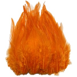 Happy Feather 100PCS Saddle Hackle Rooster Feather for Crafts, 5-7 inch Natural Pheasant Neck Feathers DIY Pendant Earrings Dream Catcher-Orange