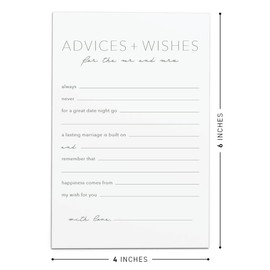 CARDAMONOLY Advice Cards for Bride and Groom - for Wedding Shower Games, Engagement Parties - Advice And Wishes Cards for the Mr and Mrs - 6 x 4 Inches - Pack of 50
