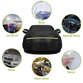 AI-PIKA Cubierta para Auto Universal con Cremallera Antiarañazos, Impermeable, Antipolvo, Antilluvia y Anti-UV - Lona de Uso General para Automóviles - Negro