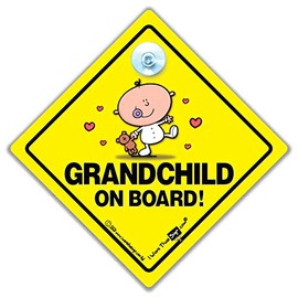 Grandchild on Board Sign, Baby On Board Sign, Baby On Board Car Sign, Grandchild On Board Car Sign, Baby Car Sign, Grandchild Car Sign 14 cm x 14cm