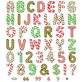 176 Pcs Candy Cane Letters Christmas Bulletin Board Letters 4.3 Inch Cardboard Alphabet Number Symbol Cutouts for Home Classroom Christmas Holiday Birthday Party School Decorations (Colorful)