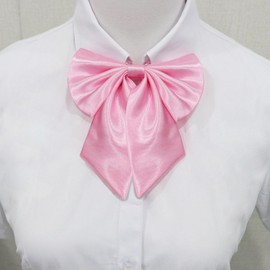 GHTIYLP Bow Tie for Women Pre-tied Adjustable Womens Bow Tie, Solid Color Bowtie for Women School Uniform Work Party (Pink)