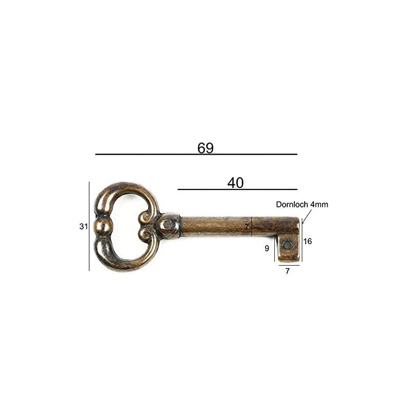 Furniture Key Antique Style Furniture Bronzed Replacement Key Blank Brass
