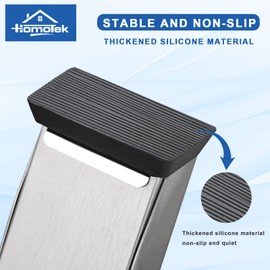 HOMOTEK Kickdown Door Stopper for Bottom of Door, Foldable Door Stop with Self Adhesive, Heavy Duty No Drilling Portable Door Stoppers, Silver 4 Pack