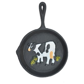 Import Wholesales Cast Iron Skillet Wall Hanging Holstein Dairy Cow Frying Pan Decor 7.75" Long
