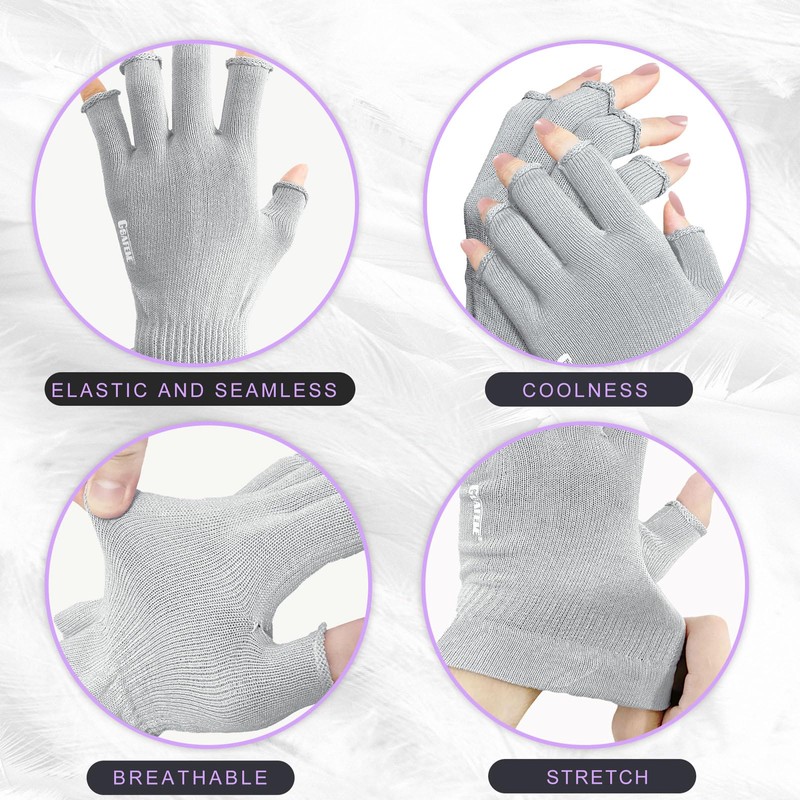 GSAFEME Cotton Gloves Eczema - Fingerless Touchscreen Moisturizing Gloves for