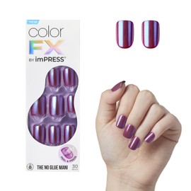 KISS imPRESS No Glue Mani Press-On Nails, Color FX, 'Infinity', Dark Purple, Short Size, Squoval Shape, Includes 30 Nails, Prep Pad, Instructions Sheet, 1 Manicure Stick, 1 Mini File