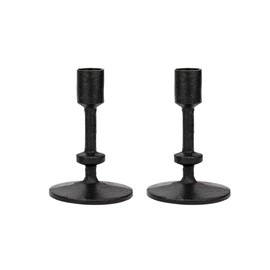 Stonebriar SB-6282A2 5" Black Cast Iron Metal Taper Candle Holder Set, Set of 2