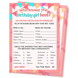 Yangmics Direct Who Knows The Birthday Girl Best, Birthday Girl Games - 20 Game Cards