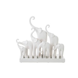Copa Judaica Ceramic Elephant Chanukah Menorah – The Kalahari Haven Novelty Design - for Standard Hanukah Candles and Most Oil Cups – 12" Tall x 12" Wide