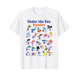 ABC Animals Under Water A-Z Types of Sea Animals Alphabet T-Shirt