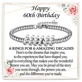KORAS 60th Birthday Gifts for Women, Birthday Bracelet Gifts for 60 Year Old Women, 60th Birthday Presents for Mum Grandma Friend Sister