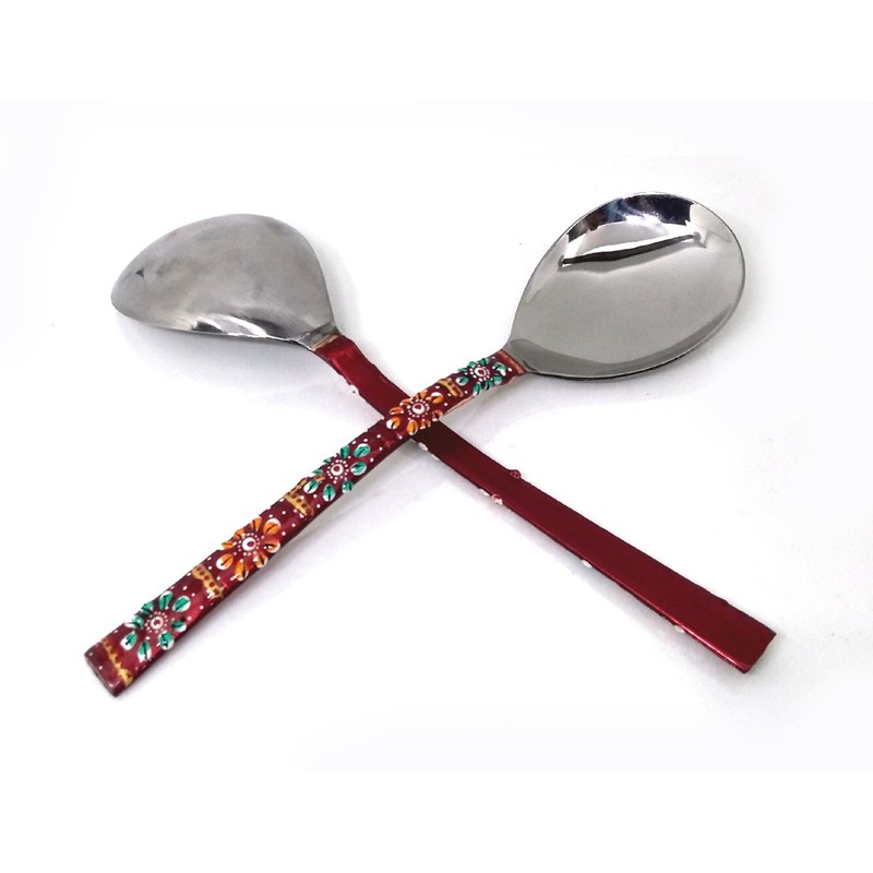 Rastogi Handicrafts Copper Bamboo Hand Painted Meena Work Dinnerware flatware