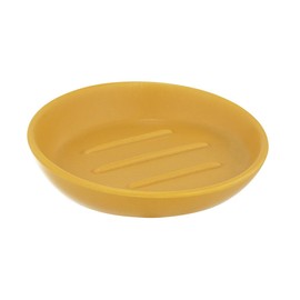 WENKO Badi Soap Dish Matte Yellow for Shower Gel without Packaging or Solid Hair Shampoo, High-Quality Ceramic with Matte Surface, Soap Dish in Simple, Simple Shape, Diameter 11.5 x 3 cm