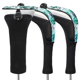 FINGER TEN Golf Club Head Covers Woods Hybrids Long Cover, Headcovers with Interchangeable No. Tags Fit All Hybrids Wood Clubs Light Durable (Green-3 Pack Hybrid Covers)