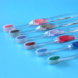 Tess Oral Health Accent Extra Soft Toothbrush - Individually Wrapped Adult Toothbrushes with Clear Handle and Rubber Grip (72 Brushes)