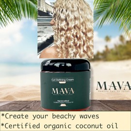Mava -Curl Defining Cream, Coconut Oil, and Oat & Bamboo Extracts, Curl Defining Cream for Chemically Treated & Naturally Coarse Hair, 16oz