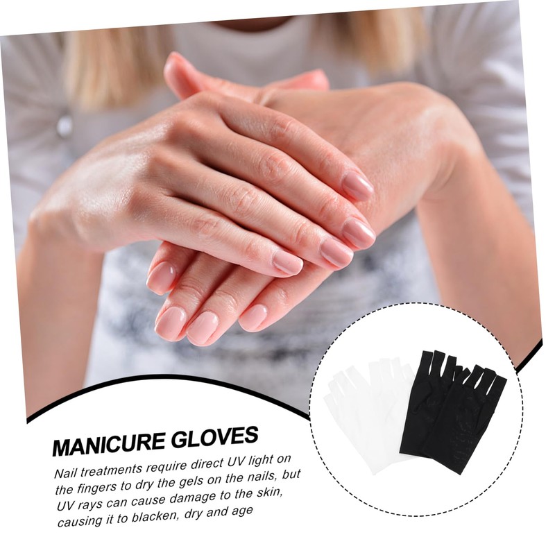 Baluue 2 Pairs UV Prevention Gloves for Nail Art Protection