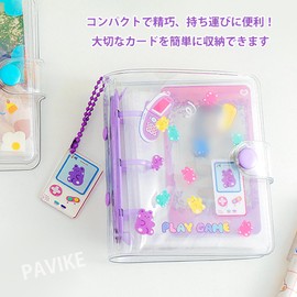 PAVIKE Sticker Book for Girls, Transparent Stickers, Sticker Notebook, Transparent Sticker Book, Removable, Waterproof, Wear-resistant, Purple Bear, For Students, Notebook Lovers, Small Card