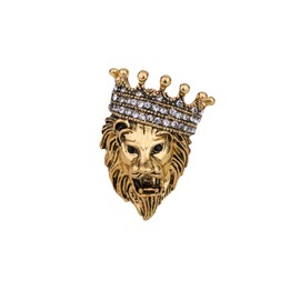 Gold Vintage Crown Lion Brooch for Men Fashion Animal Crystal Brooches Gold Lapel Pin for Men Suit Tie Lapel Pins Jewelry Accessories(Crown)