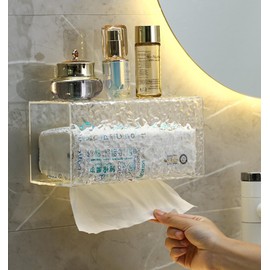 Soporte de caja de pañuelos faciales para pared, dispensador de caja de pañuelos, soporte de pared de cocina compatible con toallas faciales desechables y otros papeles de servilleta, ondulación de