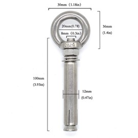 Expansion Bolt M8 x 100mm Anchor Bolt 304 Stainless Steel Expansion Anchor Bolts Eye Bolts Heavy Duty Eyebolt Expansion Screw for Masonry Concrete Wall 2PCS