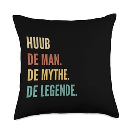 Funny First Name Designs in Dutch for Men Funny Dutch First Name Design-Huub Throw Pillow, 18x18, Multicolor