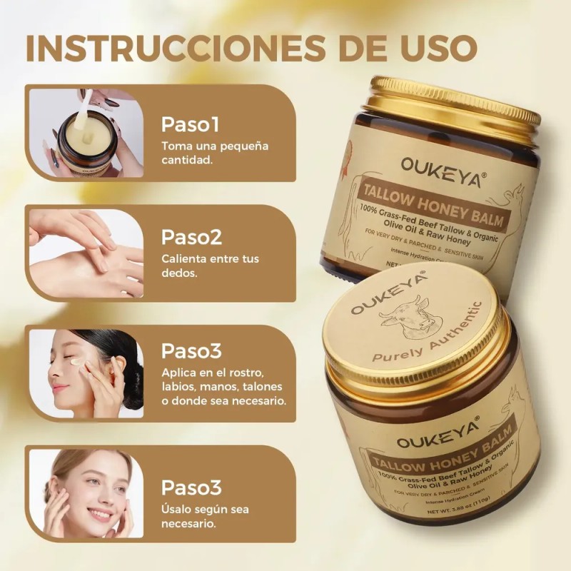 Crema Facial Con Manteca De Res Y Miel 100% Natural