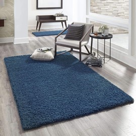 Unique Loom Zuniga Solid Shag Collection Modern Plush Sapphire Blue Area Rug (4' 0 x 6' 0)