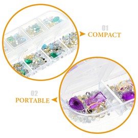 VILLFUL Manicure Rhinestones DIY Nail Art Rhinestones Nail Tip Shiny Art Stickers 12 Grids Box for Lady Girls