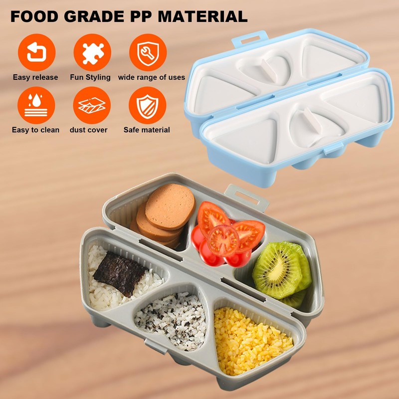 2Pcs Onigiri Mould, Rice Mould Musubi Mold 6 In 1