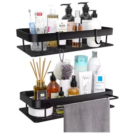 Estantes de Regadera Repisa Organizador Baño Ducha Estantería Flotante Inodoro Hotel Barra Toalla Cocina Almacenamiento Sin Taladrar A Prueba de Oxido | 2pzs