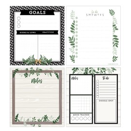 Carson Dellosa Farmhouse 4-Pack Daily To Do List Notepads, 5.75" x 6.25", 50-Page To Do List Planners, Daily Checklist, Notes Notepad, and Goals Small To Do List Notepad Bundle