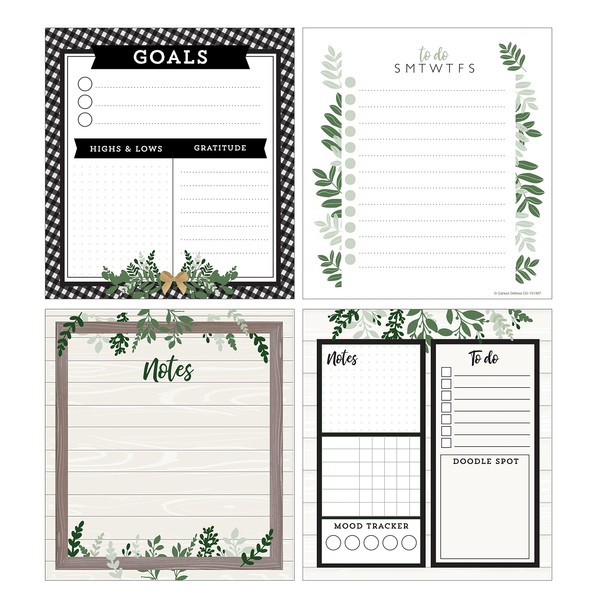Carson Dellosa Farmhouse 4-Pack Daily To Do List Notepads, 5.75"