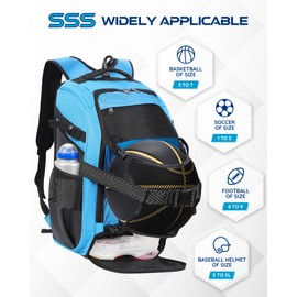 Large Baseball Backpack for Adult Youth 42L Softball Bat Bag with Detachable Adjustable Helmet Mesh Pocket Fit Basketball Soccer Volleyball Baseball Equipment Bag for Men Women 12+ Boys Girls