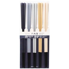 Ishida 67306-8 PBT Octagonal Chopsticks for Guests, 2 Tone, 5 Pairs Set, 9.1 inches (23 cm), Dishwasher Safe, Heat Resistant Up to 466°F (220°C), Anti-Slip