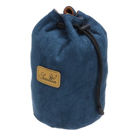 PATIKIL Soft Camera Pouch, M Size Shockproof Drawstring Lens Case Flannel Camera Lens Case Compatible for Nikon DSLR Camera Lens Water Cups, Blue (Round)
