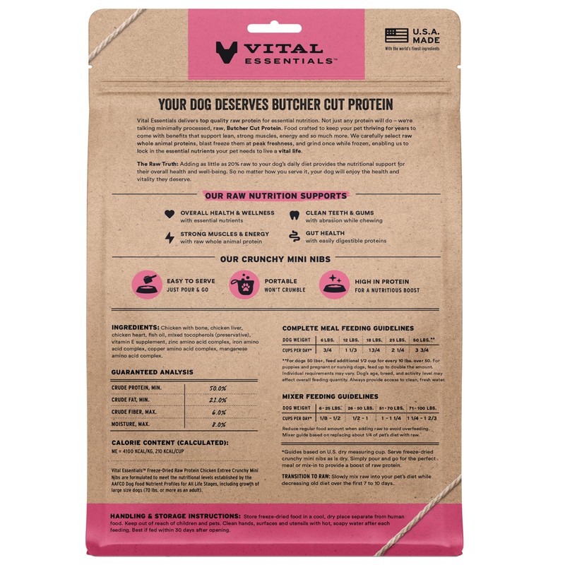 Vital Essentials Freeze-Dried Raw Chicken Crunchy Mini Nibs | Complete