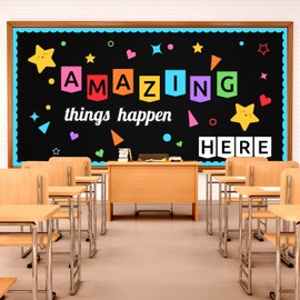 LioNergy Classroon Bulletin Board Decoration Set Welcome Bulletin Board Wall Door Decor for Kindergarten Preschool Elementary Middle School - Amazing Things Happen Here