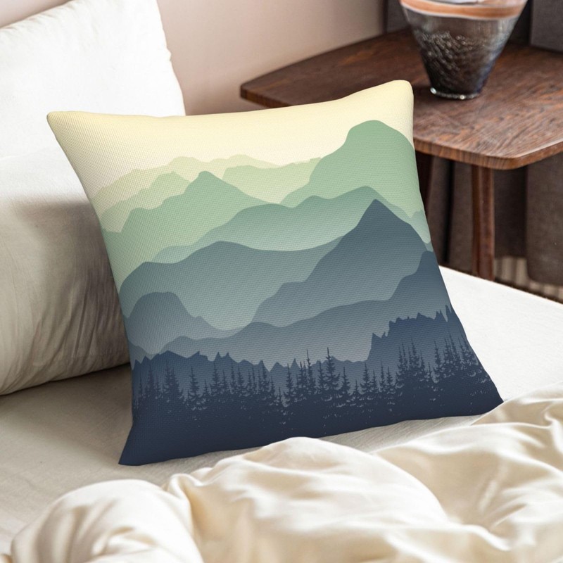 BEITUOLA Green Mountains Throw Pillow Covers 18x18 Set of 2