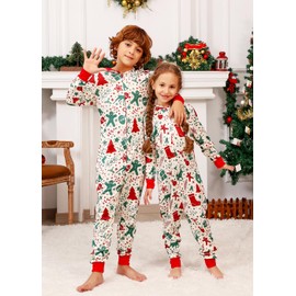 VNVNE Matching Christmas Onesie Pajamas Set for Families and Couples, Holiday Cute One Piece Xmas Pjs Hooded Zipper Printed Sleepwear(Women,L)