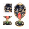 Egg Shaped Trinket Boxes Rhinestones Inlay Hand Painted Enamel Delicate