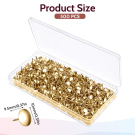 Pack of 500 Gold Drawing Pins Stainless Steel Rustproof Thumb Tacks Stainless Steel Tacks Stainless Steel Tacks Metal Push Pins Large Head Outdoor Gold Flat