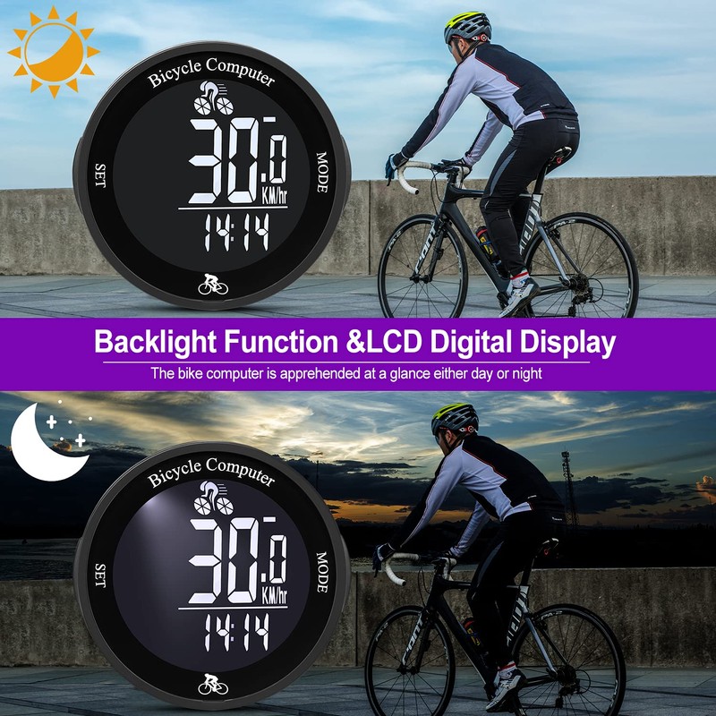 Lurowo Bike Computer Wireless, 24 Function IPX67 Waterproof Bike Speedometer
