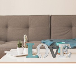 Rustic Wood Love Sign for Home Decor Valentine's Day Tabletop Love Sign Decorative Freestanding Cutout Word Letter Wall Shelf Decor